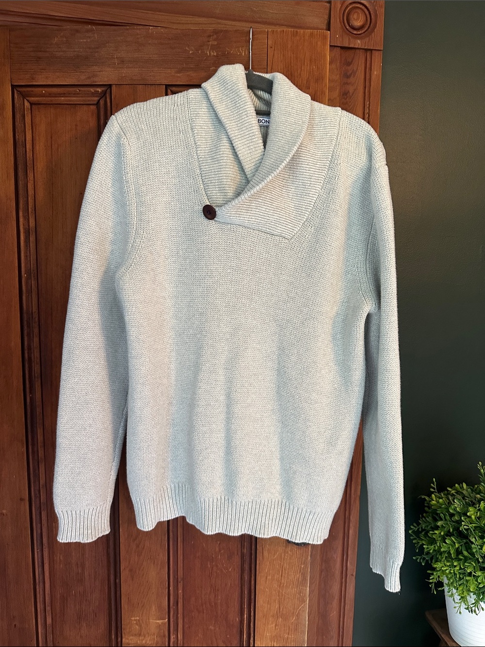 Bonobos Light Gray Shawl Collar Sweater
